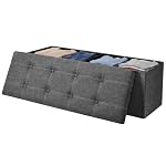 SONGMICS HOME Storage Ottoman, 35 Gallons End of Bench, 15.2 x 43.2 x 15.2 Inches, for Entryway, Living Room, Dark Gray