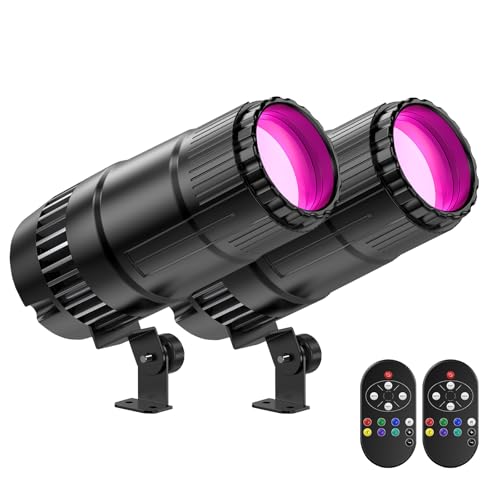 2 piezas 30W Pinspot LED RGBW Luces de Discoteca 4 modos LED Beam con Control Remoto Spot de Bolas de Espejos para Discoteca DJ Salas de Baile Decoración de Fiesta Boda