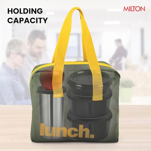 Image of MILTON The Lunch Bag | Insulated Tiffin Bag for Office, Men & Women | Eco-Friendly, Durable & Spacious | Fits Lunch Box & Bottle | Multi-Use Bag for School & Travel | 2.56 L - Green