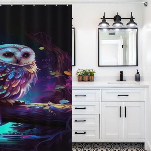 Rideau de douche hibou en polyester imperméable 183x183 cm - 5