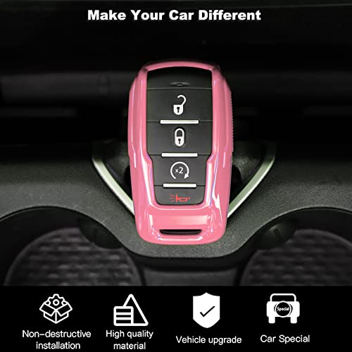 Image of Key Fob Case Cover Key Bag Holder Protection Shell Accessories for Dodge RAM 2018-2026,Pink