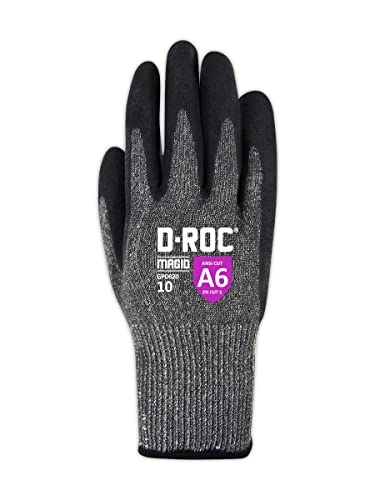 Magid Touchscreen Ansi A6 Cut-Resistant Work Gloves, 1 Pair, 13-Gauge, Nitrile Coated, 8/Medium,Dark Gray #TOP1
