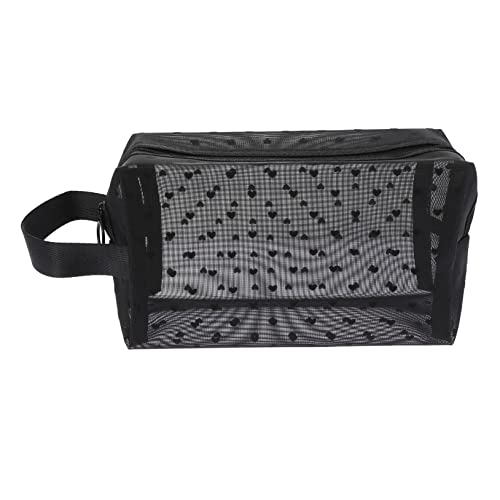 NOLITOY 1 Pc Bolso de Cosméticos Bolsa Women Accesorios Estuche cosmético Transparente Kit de Maquillaje para Mujeres Storage Bags Neceser Maquillaje Pack Maquillaje Malla de Nailon Black