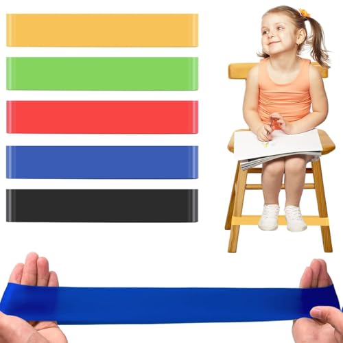 5 Stück Dehnbare Stuhlbänder für Kinder, Stuhlzappelbänder Flexible Sitzgurte für Kinder Federnde Stressbänder Sensorische Stuhlbänder, Elastische Yoga Bänder Konzentration Zappelbänder für Kids