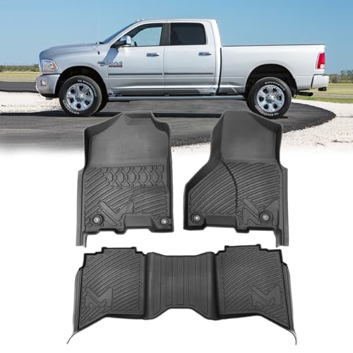 Floor Mats for 2013-2018 Dodge Ram 1500/2500/ 3500 Crew Cab, TPE Automotive All Weather Cover Protection Waterproof Floor Liner Front & Rear Row Full Set Car Mats for 19-24 Ram 1500 Classic Crew Cab