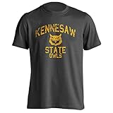 Sport Your Gear Kennesaw State Owls Officially Licensed Distressed Retro Short Sleeve T-Shirt Game Day Tee Spirit Wear Fan Gear Apparel (Charcoal -Large)