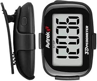 AVTREK 3D Step Counter Clip On with LED Backlight Pocket Pedometer for Walking Outdoor Activities Fitness Tracker Without Smartphone (Black)