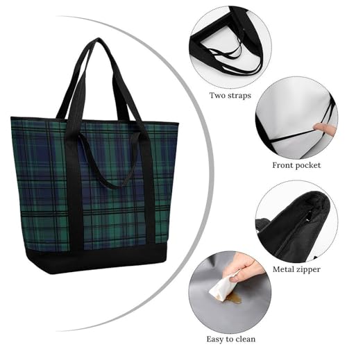 Scottish Tartan Plaid Shopping Bags Insulated Lunch Bag Shoulder Grocery Bags for Work Travel Beach3