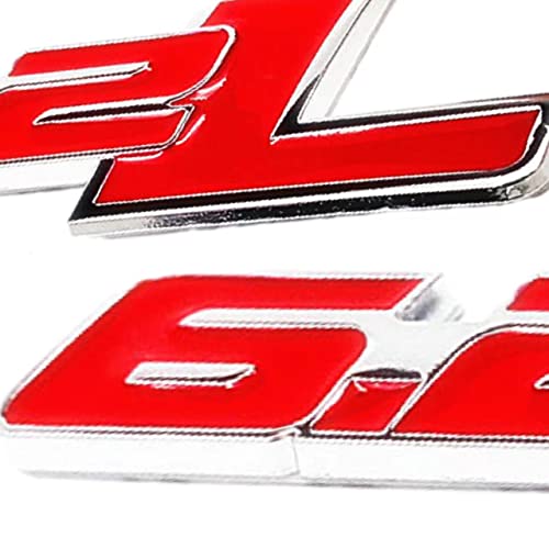 Image of Zinc Alloy Chrome 6.2L Emblem Badge 3D Engine Trunk Door Fender Bumper Auto Sticker Decal for 2 X (Silver)