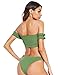 SweatyRocks Women's Sexy Bikini Set Solid Color Off Shoulder Bandeau Two Piece Swimsuit Green M