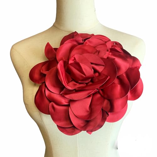 Image of Heyiwell Large Satin Fabric flower for Brooch Pin Wedding Party Dance Dress Suit Clothes Head Hair Accessories DIY Decor 9.45 inchInch