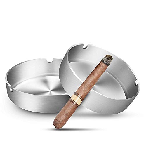Smoking Ashtray,Saim Stainless Steel Unbreakable Cigarette Ashtray For Indoor Or Outdoor Use Home Office Decoration #TOP15