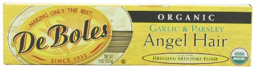 DeBoles Organic Angel Hair Pasta, Garlic & Parsley, 8 Ounce (Pack of 12)