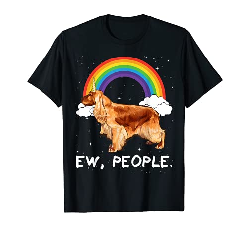 Rainbow English Cocker Spaniel Ew People Unicorn Dog T-Shirt, Black