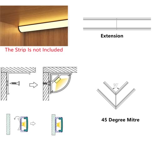 Thmoother Uv Resistance 1Ft V Shape Led Strip Channel Diffuser,6-Pack Matte Black Aluminum Profiles With Milky Cover, Corner Mouning Track For Cabinet With Double Sided Tape #TOP3