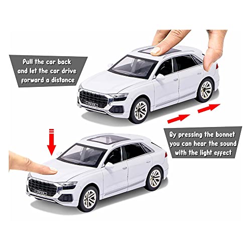 Image of 1:24 Diecast Metal Car Model Q8 Toy Cars For Kids Pull Back Openable Doors With Light Sound|Multicolor