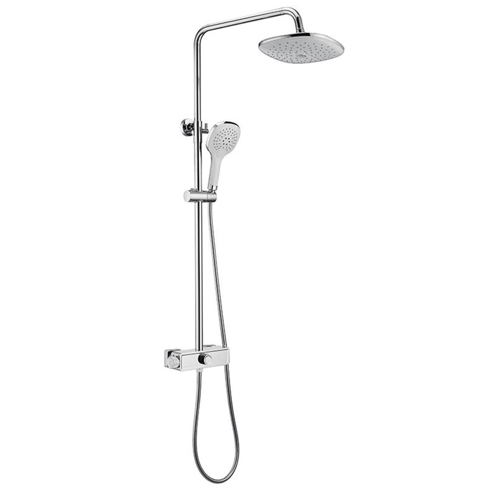 Système de douche mural en chrome brillant au design épuré et durable