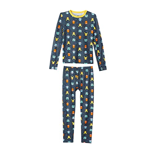 Pokemon Boys Thermal Underwear Set For Kids 2 Piece Base Layer Shirt And Long John Leggings For Kids Pajamas (Grey, 6/7) #TOP19