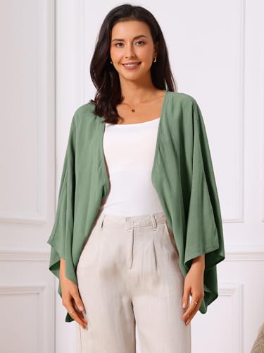 Image of Seta T Women's Linen Cardigan Spring Summer 3 /4 Sleeve Open Front Loose Cover Ups Lightweight Shrug