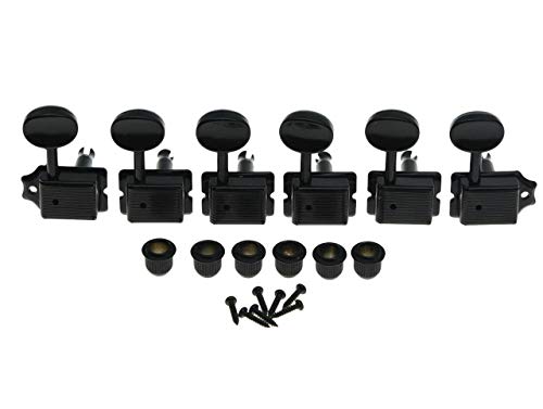 Clés d'accordage vintage guitare 6 en ligne noir droitier pour mécaniques manche