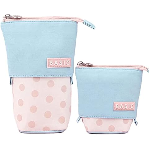 Z.GERO Small Cute Pencil Cases Stand Up Pencil Holder Telescopic Pencil Case Pen Pouch Bag High Storage Case Middle School College Office Organizer for Student Teens Girls Adults Cover