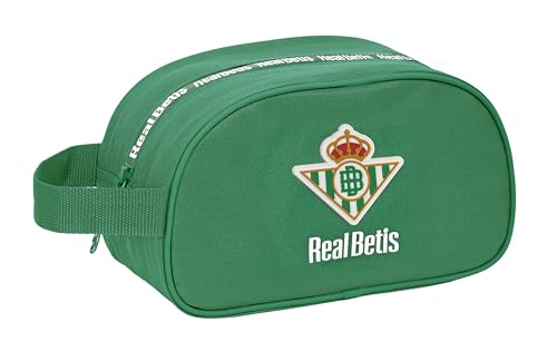 SAFTA Real Betis BALOMPIÉ - Neceser Escolar Infantil Mediano con Asa, Neceser Infantil, Adaptable a Carro, Fácil Limpieza, Cómodo y Versátil, Calidad y Resistencia, 26x12x15 cm, Color Verde