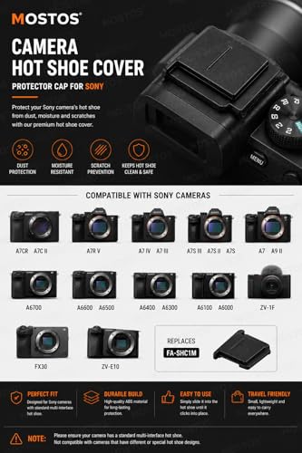 Image of MOSTOS - Camera Hot Shoe Cover Protector Cap for Sony Alpha A7CR, A7C II, A7R V, A7 IV, A7 III, A7S III, A7S II, A7S, A7, A6700, A6600, A6500, A6400, A6300, A6100, A6000, ZV-E10, ZV-1F