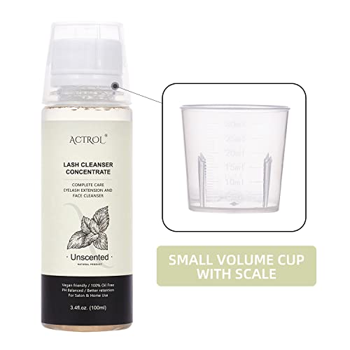 Actrol Eyelash Shampoo Concentrate 100Ml Lash Extensions Cleanser Concentrate Unscented Natural Foaming Shampoo Diy Wash For Extensions Lashes With Salon Home Care-Makes 60Ml Bottles #TOP2