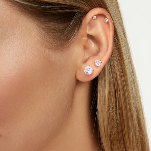 7 Pairs Stud Earrings Set, Hypoallergenic surgical steel Cubic Zirconia Earrings CZ Earrings 2-8mm4
