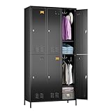 SUXXAN 6 Doors Employee Locker with 18 Hooks,Industries Double Tier Metal Locker for School Office Gym Home Employees Staff Sundries Room W35.43*D15.75*H72