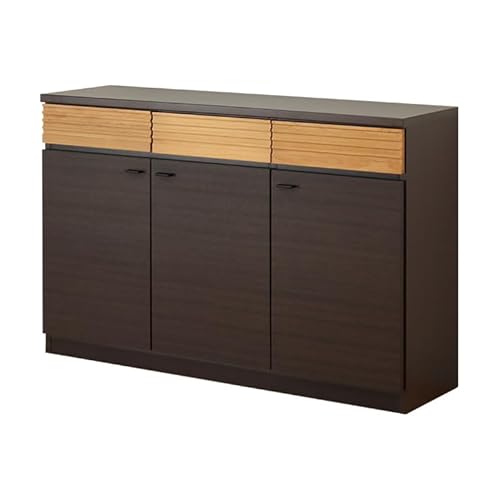 日本製 北欧風 幅120cm 高さ80cm 奥行き35cm薄型 キッチンカウンター レンジ台 食器棚 キッチンボード 完成品
