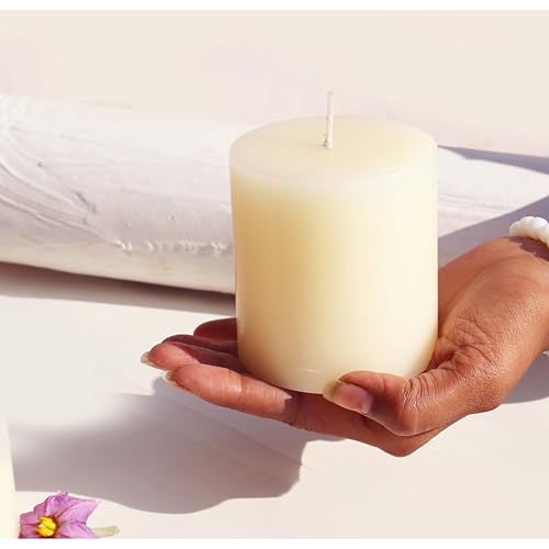 Image of Pure Source India Vanilla Scented Pillar Candle 3x3 inch Smokeless & Dripless Wax Candles for Home Decor and Light Festivals (Set of 3)