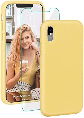 ProBien Case for iPhone X/iPhone Xs, Liquid Silicone Full Protective Cover Shockproof, Durable, Anti-Yellow, Anti-Scratch, Shell for iPhone X/iPhone Xs (5.8") - Light Yellow