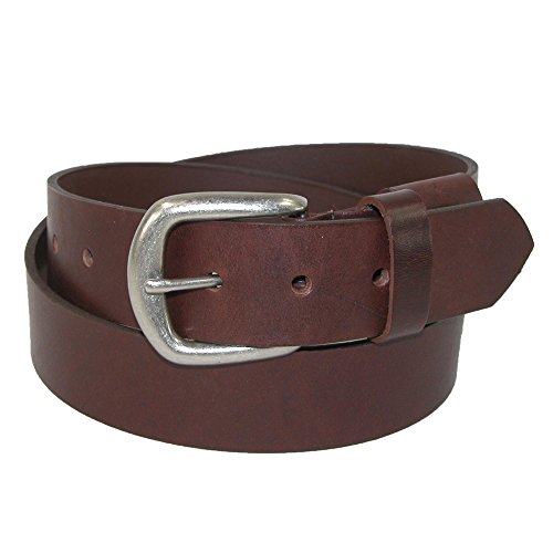 Boston Leather Men's Big & Tall Leather Stretch Belt with Hidden Elastic, 46, Brown