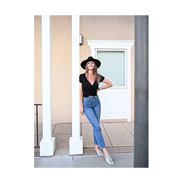 VETIOR-Womens-Deep-V-Neck-Short-Sleeve-Unique-Slim-Fit-Cross-Wrap-Shirts-Crop-Tops VETIOR Going Out Tops Wrap Short Sleeve Sexy Crop Tops for Women Summer Tops for Women 2022 Black Crop Top V Neck M Black