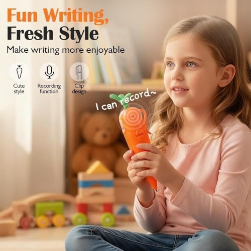 2 Stück Karotten Aufnahmegerät Stift, Kleine Ostergeschenke Kinder, 60 Sekunden Karotten Stift mit Wiedergabe und Aufnahmefunktion, Ostergeschenke für Kinder, Schüler, Lehrer