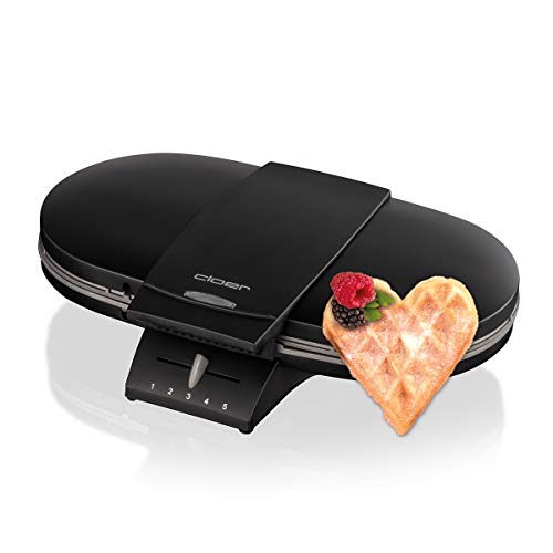 Cloer 1320 Doppelwaffeleisen für zwei klassische Waffeln, 1200 W, Waffelgröße 15,5 cm, optische Fertigmeldung, Edelstahl, schwarz