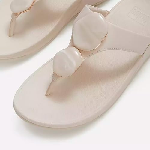 Image of FitFlop Women's Lulu Marbled-Stone Toe-Post Sandals | Orthopedic Arch Support Slip-Resistant Cushioned Faux Leather Shoes