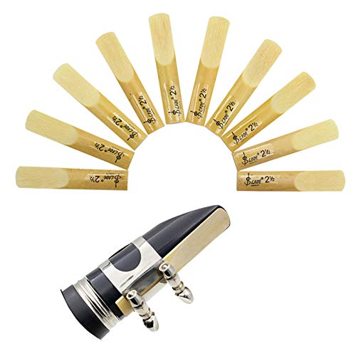 20pcs Clarinet Reeds 2.5 1 1/2 Reeds for Clarinets Strength 2.5 with Plastic Box (2 Boxes, Total of 20 Reeds)