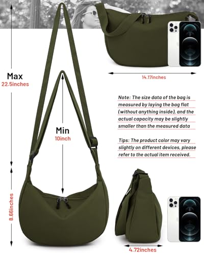Image of Crossbody Crescent Bag for Women Men Trendy, Crescent Sling Bag with Adjustable Strap, 2 Zippers Lightweight