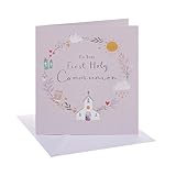 UK Greetings Tarjeta de comunión | Tarjeta de felicitación | Ella | Diseño de corona de comunión | Con sobre | 5.4 x 6.25 pulgadas