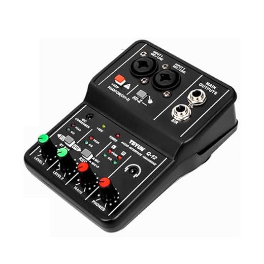 Profissional Placa de Som Audio,Bluetooth MP3 Entrada para computador 48V Phantom Power Estéreo DJ Studio Streaming (Q-12)