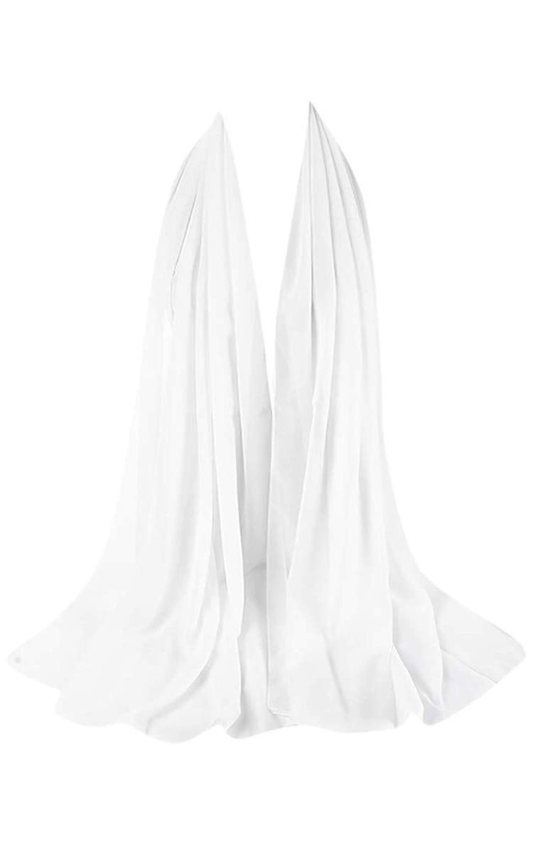 180X80 Chiffon Maxi Plain Scarf Hijab Sarong Shawl Large Wrap (White)