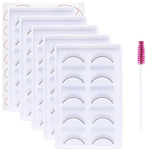 25 Paires Pratiquer Les Cils pour débutant Donnez 1 brosse pour nettoyer 7 Paires Autocollants de Carte de Cils Positionnement 5 Points Autocollant de for Eyelash Extensions Cover