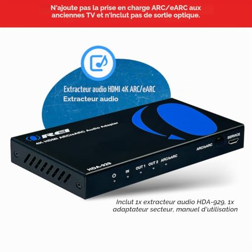 OREI eARC Extracteur audio 4K 60 Hz, extrait Dolby Atmos Convertir la barre de son 18 Go, HDMI 2.0, ARC, prend en charge HDCP 2.2 Dolby Digital/DTS Passthrough CEC, HDR, Dolby Vision, HDR10 Support – vue 2