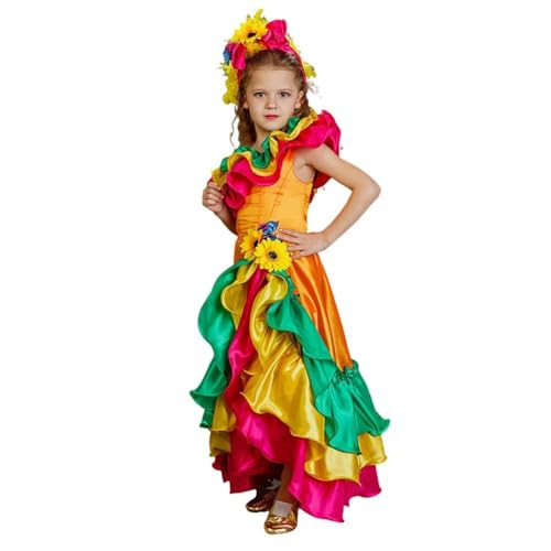 Disfraz de flamenca española para niña con diseño girasol miniatura 5