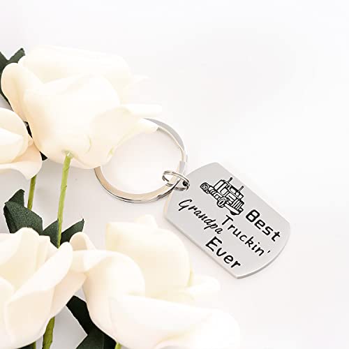 HUTIMY Trucker Grandpa Gifts Keychain For Grandfather Best Truckin Grandpa Ever Key Chain Trucker Driver Grandpa Gift Jewelry Truck Presents For Grandpa Trucking Keychain4