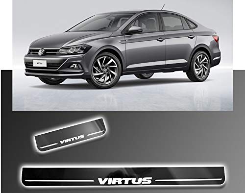 Soleira Led Automotiva Iluminada Kit 4 Peças Sport Friso Protetor Porta Virtus 2018 2019 2020 2021