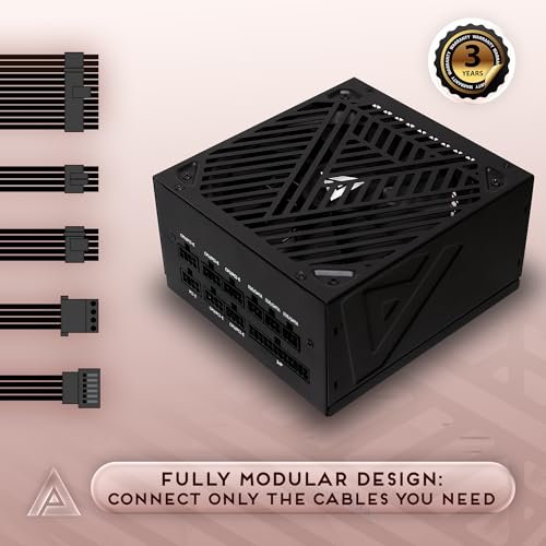 Image of Apevia ATX-SL650W Soul 650W Fully Modular, ATX Active PFC, DC to DC Converter Design, 140mm Silent Fan, RoHS Compliance, Gaming Power Supply | Fully Modular PSU, ATX 3.1 PCIE5.1 Ready, Active PFC, 140mm Auto Thermal Fan, Heavy Duty Protections, Quiet Operation