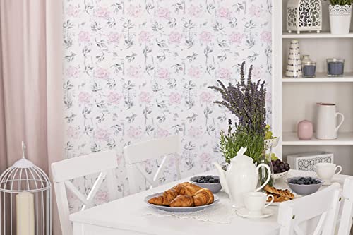 Heroad Brand Peel And Stick Wallpaper Floral 15.5"X78.7" Pink/White Rose Contact Paper Flowers Self Adhesive Removable Wallpaper Floral Thicken Boho Contact Paper For Bedroom Waterproof Vinyl Roll #TOP7